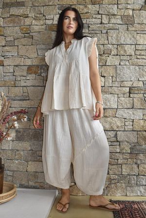 Tasha Cushion Cotton Driftwood Bloom Pant Vanilla
